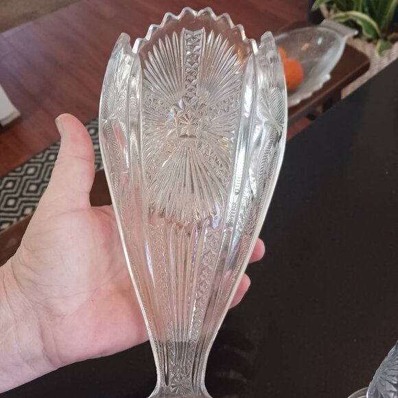 Set of 2 Two Vintage Cut Vase Bryce Highbee Espg Victorian Thistle Design - Picture 5 of 7